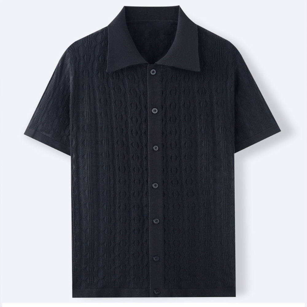 Lässiges atmungsaktives Strick-Kurzarmhemd für Herren