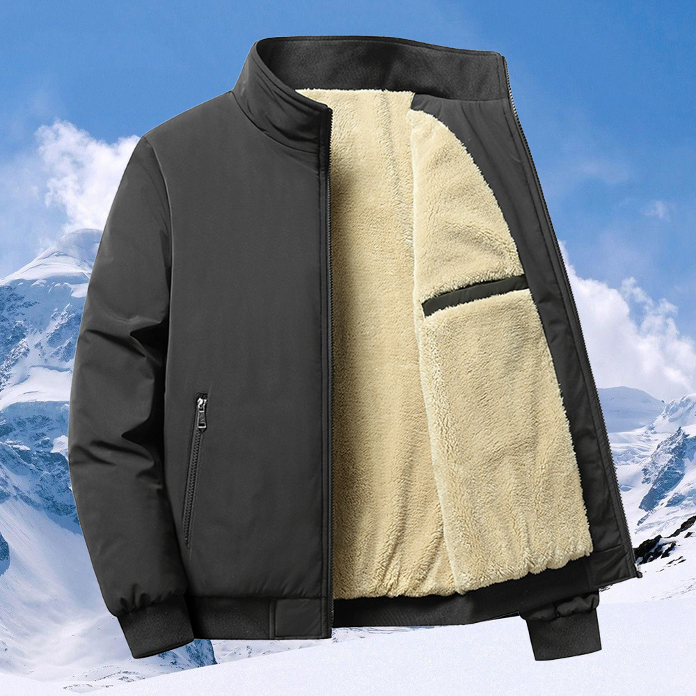 Alberchris™ Autumn and winter men's stand collar zippered velvet thickened jacket