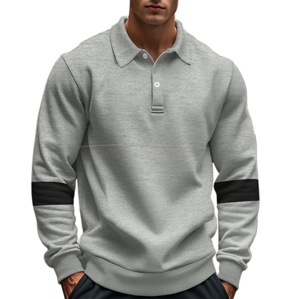 Langärmliges Herren-Poloshirt im Retro-Farbblock-Design mit Revers