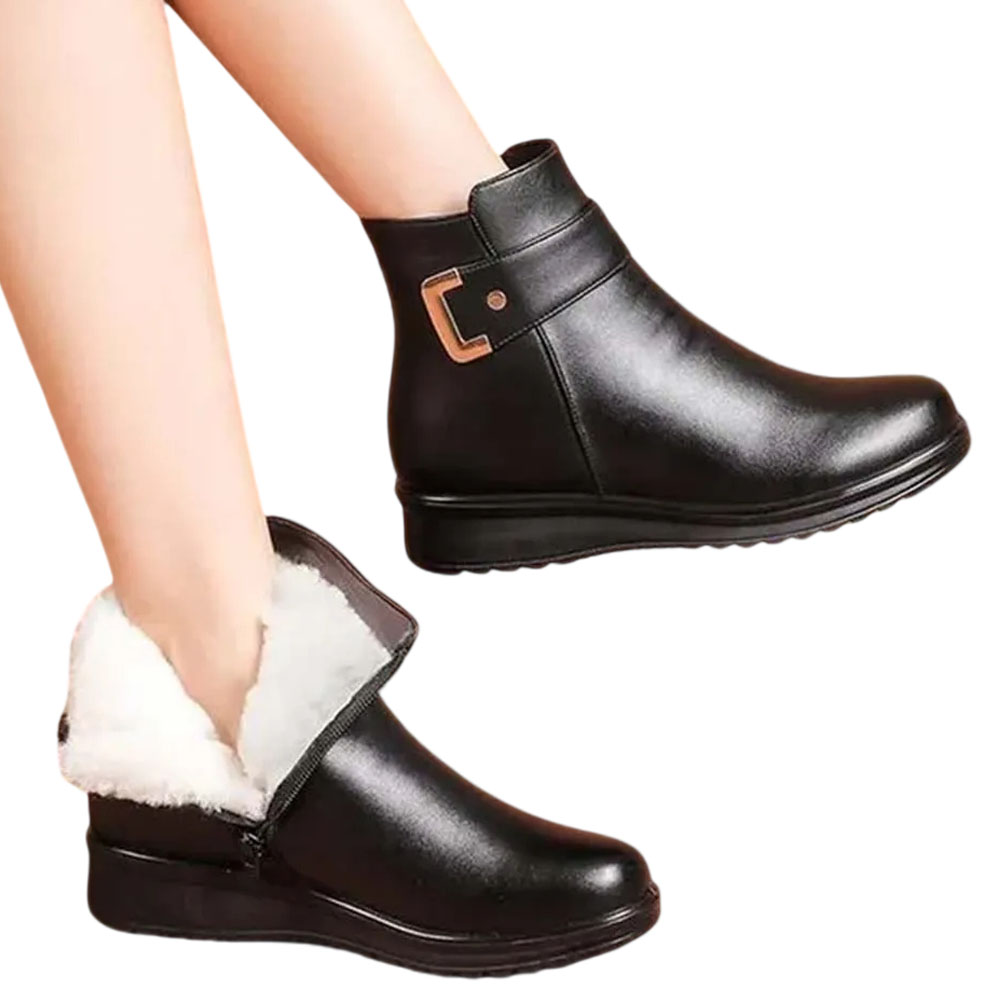 Damen-Schneestiefel mit hoher Spitze, samtverdickt