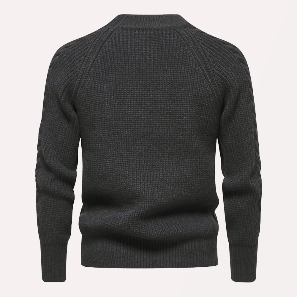 Einfarbiger Strickpullover mit Rundhalsausschnitt für Herren im Herbst und Winter