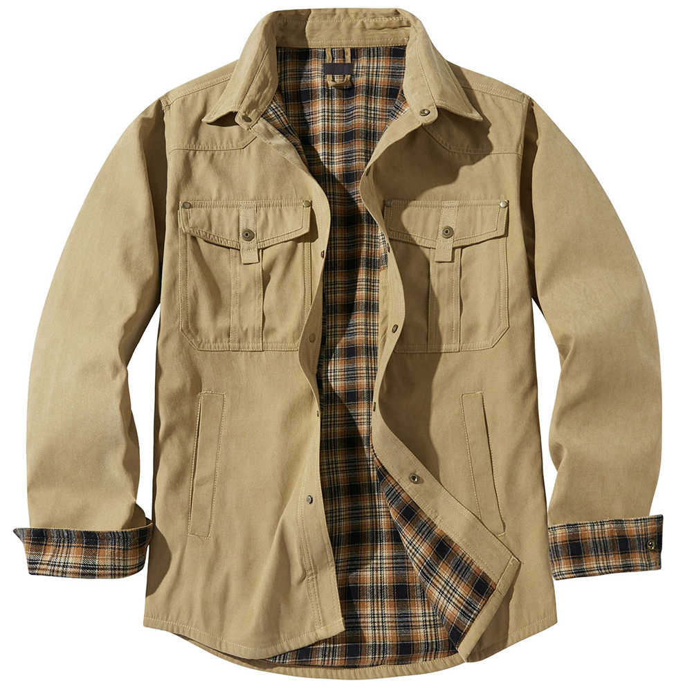 Veste chemise décontractée en flanelle chaude pour homme