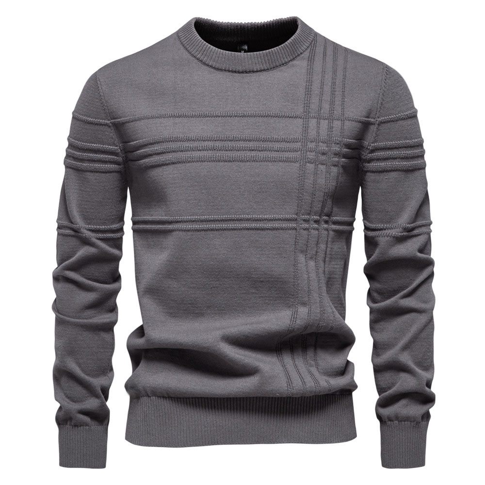 Pull en tricot chaud à col ras du cou pour homme