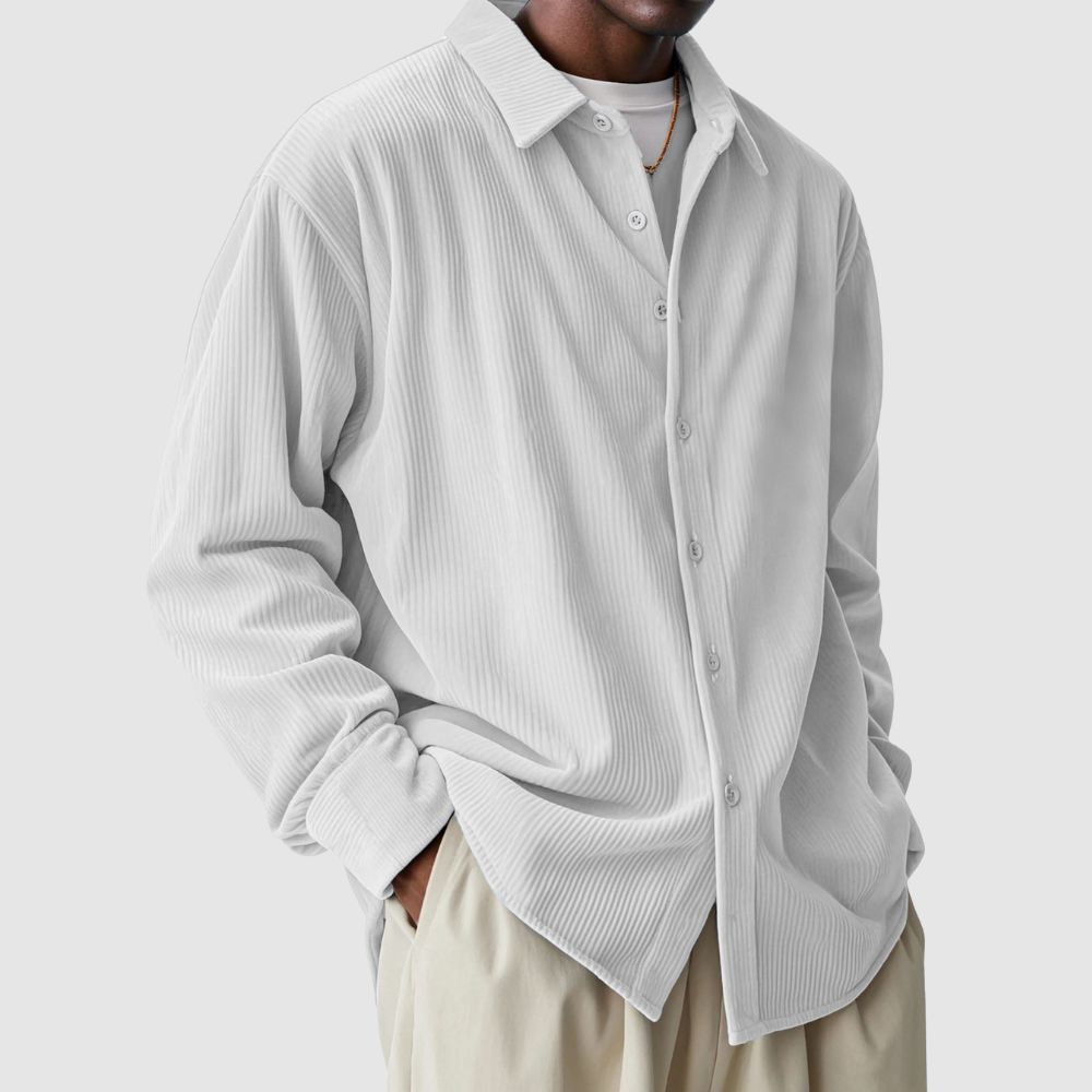 Lässiges, einfarbiges Langarmhemd aus Cord für Herren