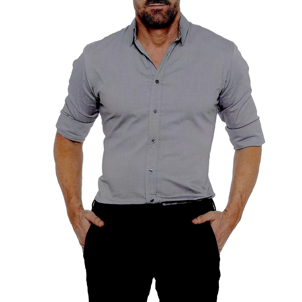 Chemise décontractée à manches longues et fermeture éclair pour homme