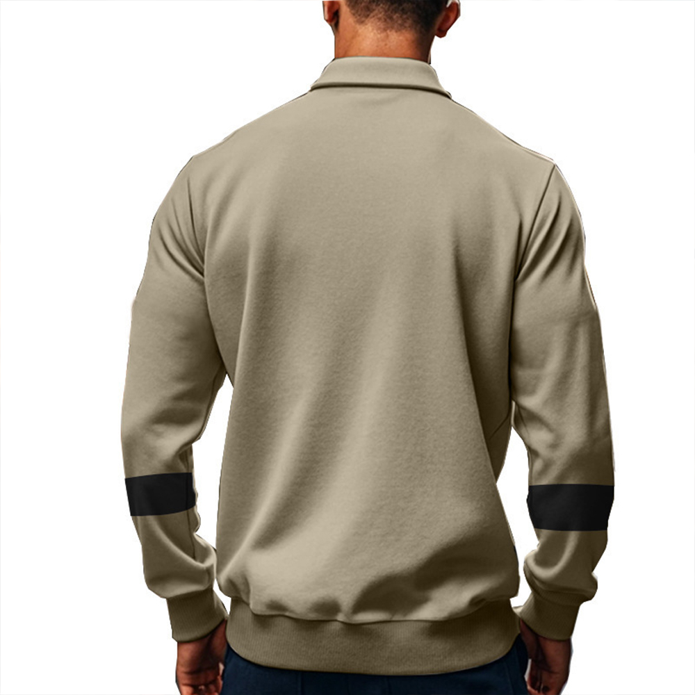 Langärmliges Herren-Poloshirt im Retro-Farbblock-Design mit Revers