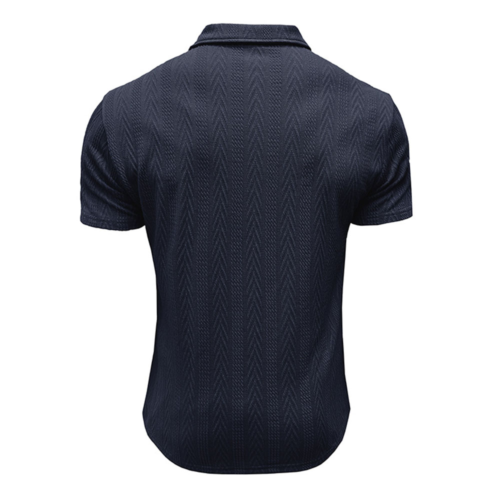 Polo d'été décontracté à manches courtes en jacquard respirant pour hommes