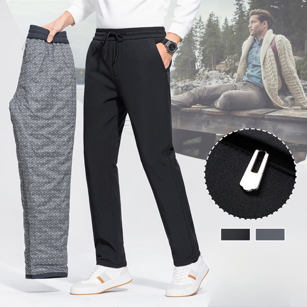  Warme, gerade, lässige Daunenhose für den Winter für Herren in einfarbiger Farbe