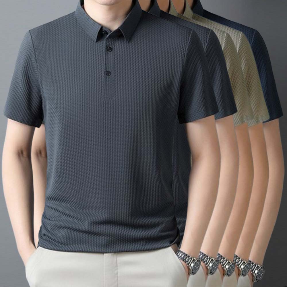 Metallwolke Atmungsaktives Herren-Poloshirt aus Eisseide mit kurzen Ärmeln