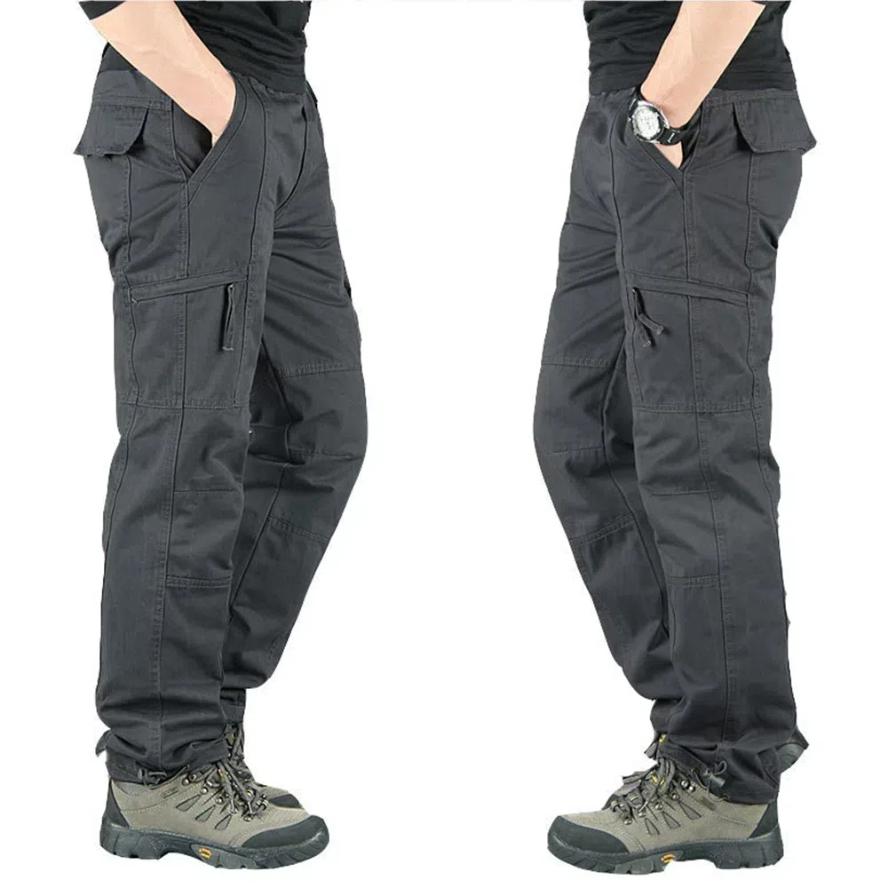 Neue warme Fleece-Cargohose mit mehreren Taschen für Herren