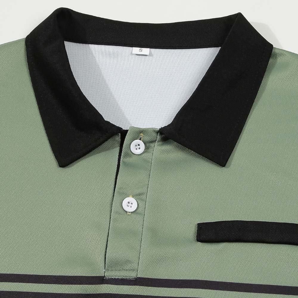 Metallwolke Kurzarm-Poloshirt für Herren mit Farbblock-Streifen und Revers