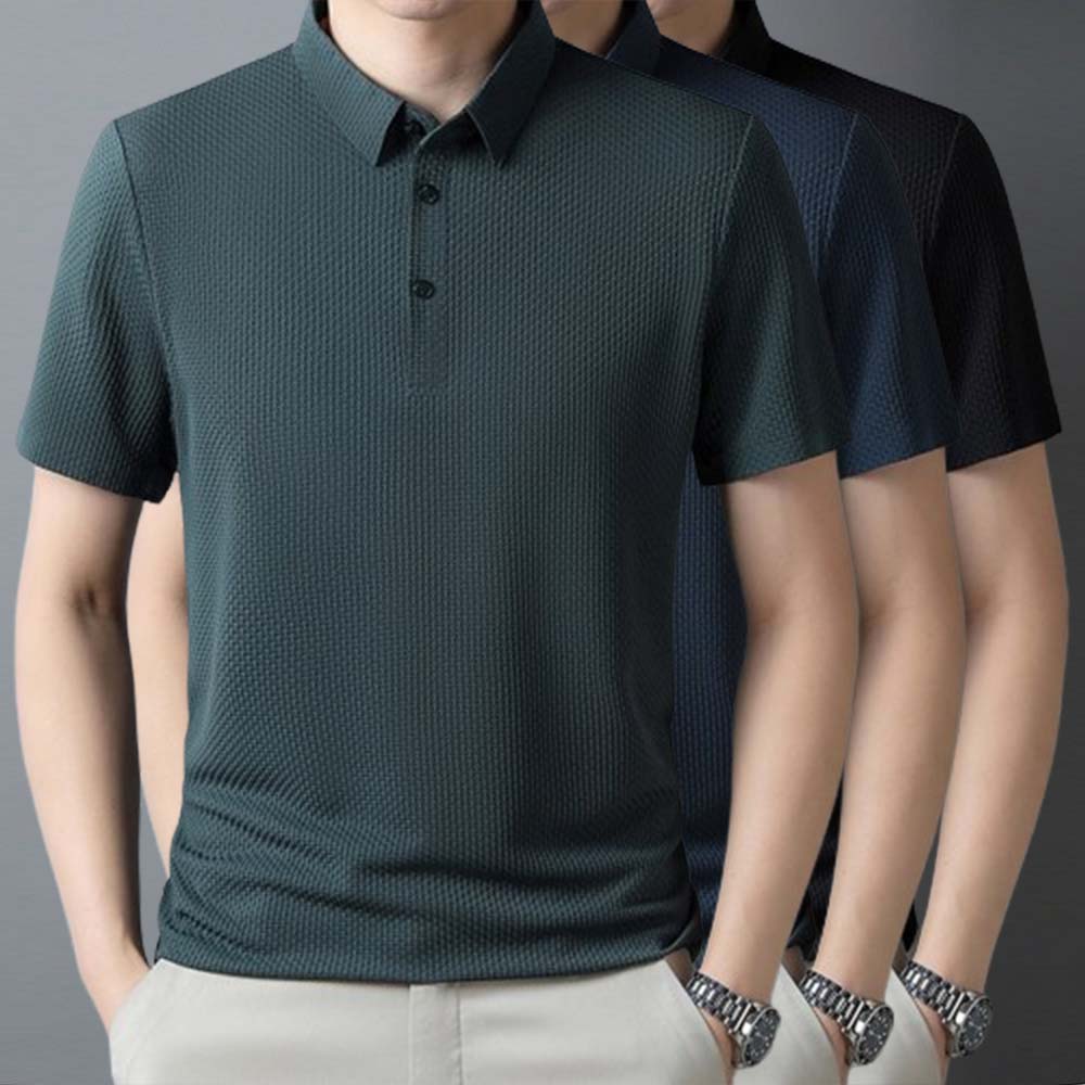 Metallwolke Atmungsaktives Herren-Poloshirt aus Eisseide mit kurzen Ärmeln