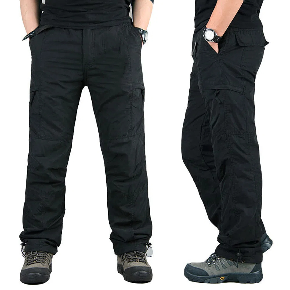 Neue warme Fleece-Cargohose mit mehreren Taschen für Herren