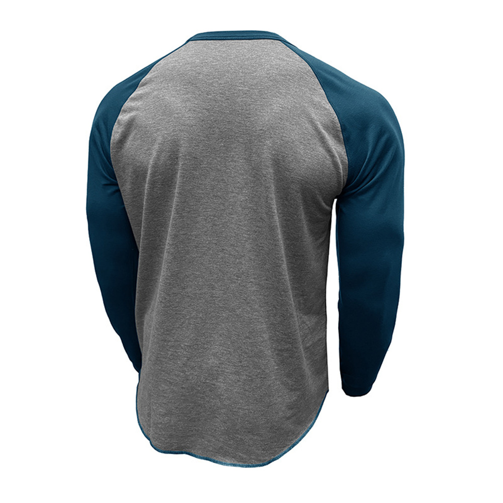 T-shirt décontracté à manches longues et blocs de couleurs pour homme