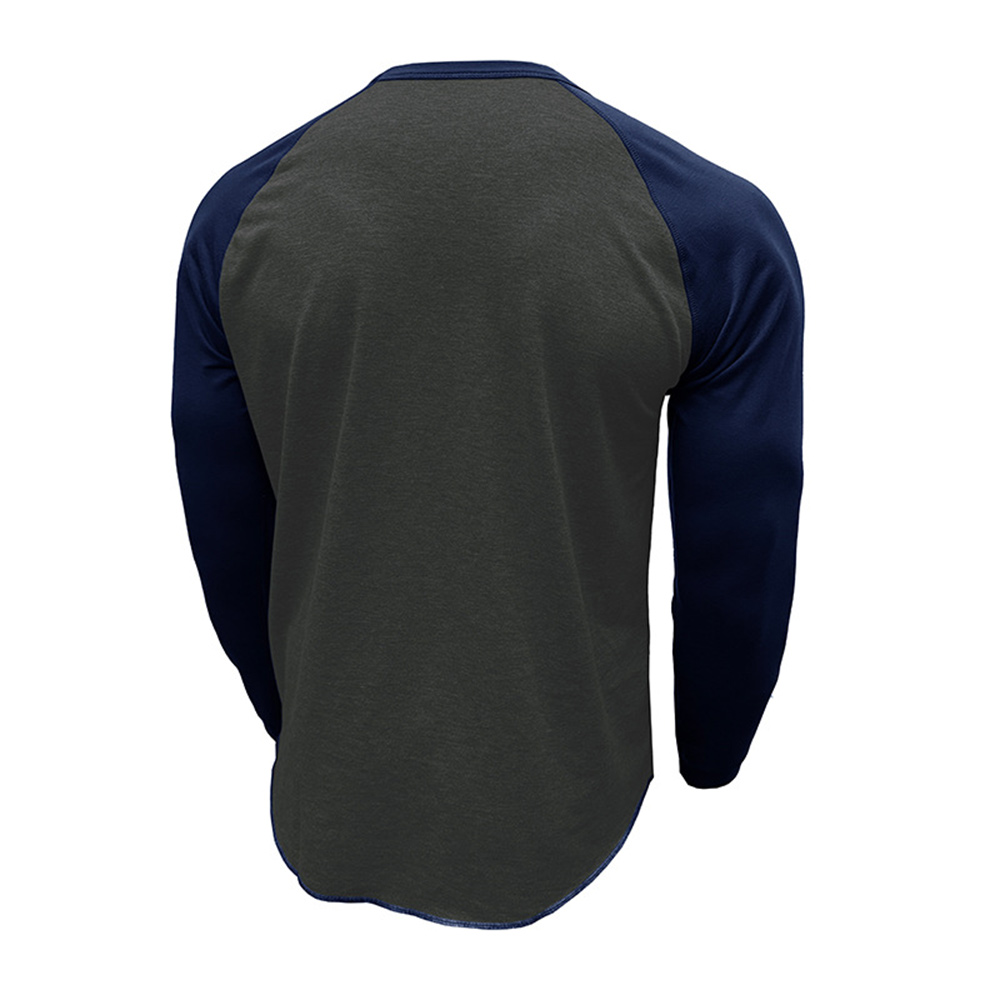 T-shirt décontracté à manches longues et blocs de couleurs pour homme