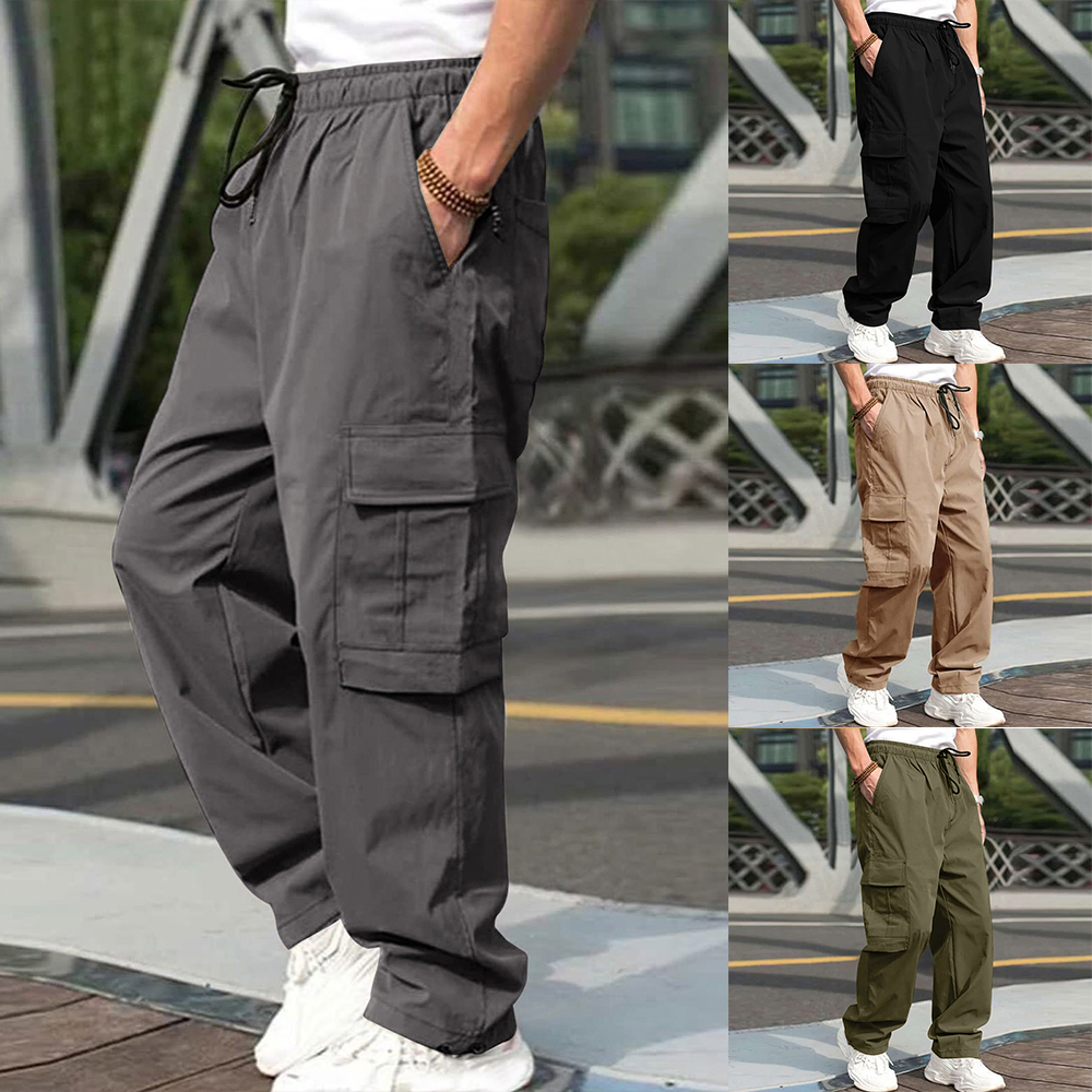 Lockere, lässige Herrenhose mit geradem Bein und großen Taschen