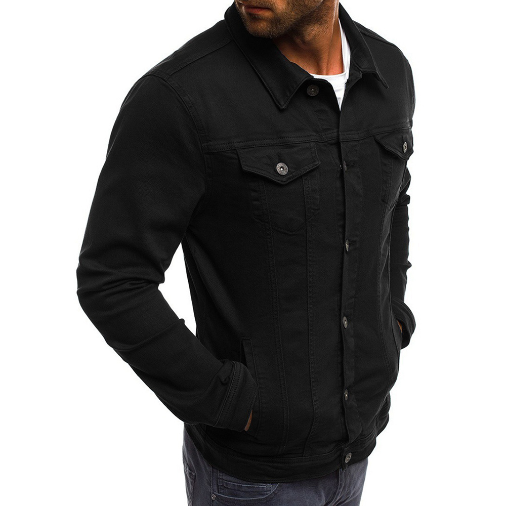 Veste en jean décontractée à revers boutonné pour homme