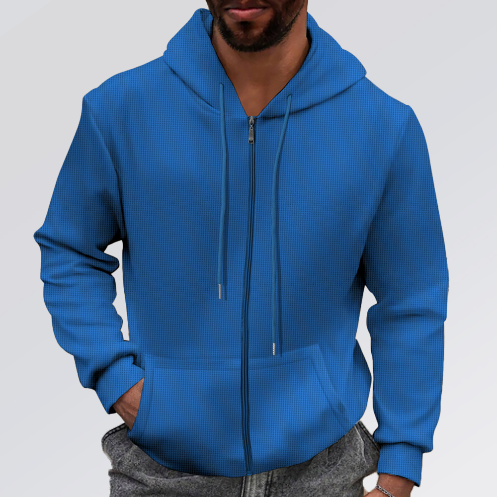 Herren-Strickjacke mit Waffelmuster und Reißverschluss