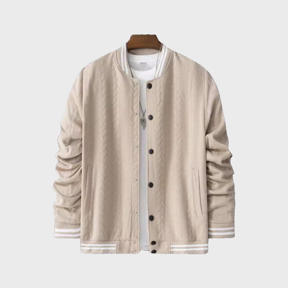 Einfarbige Jacquard-Cardigan-Baseballjacke für Herren