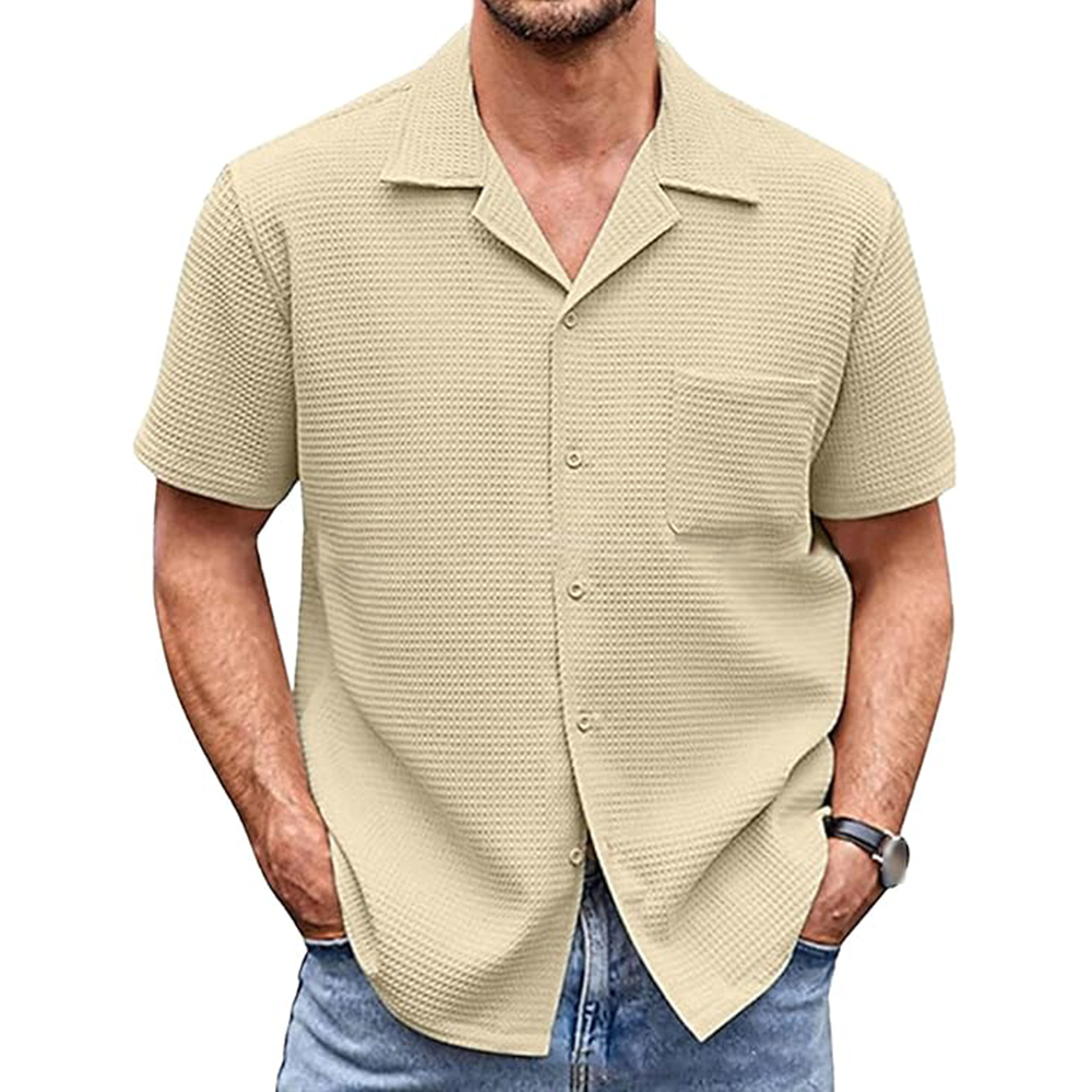 Chemise décontractée à manches courtes et col de costume pour homme