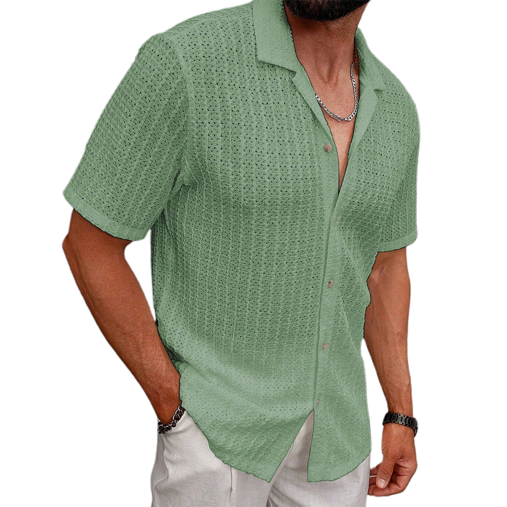 Chemise à manches courtes rayée légère et respirante pour homme