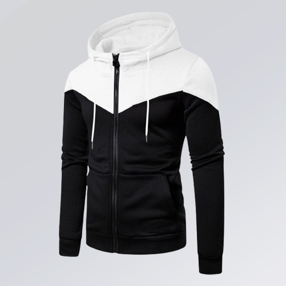 Herren-Sweatshirt mit Kapuze und langen Ärmeln in Kontrastfarbe