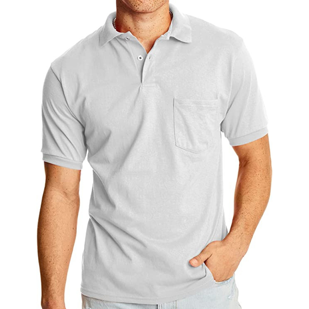 Polo décontracté à manches courtes et poches pour homme