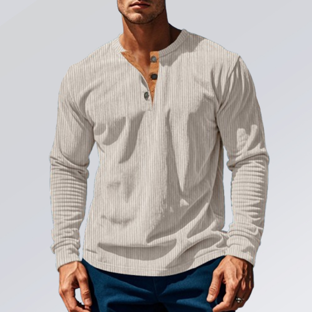 Frühling und Herbst Herren Cord Henley Shirt Langarm