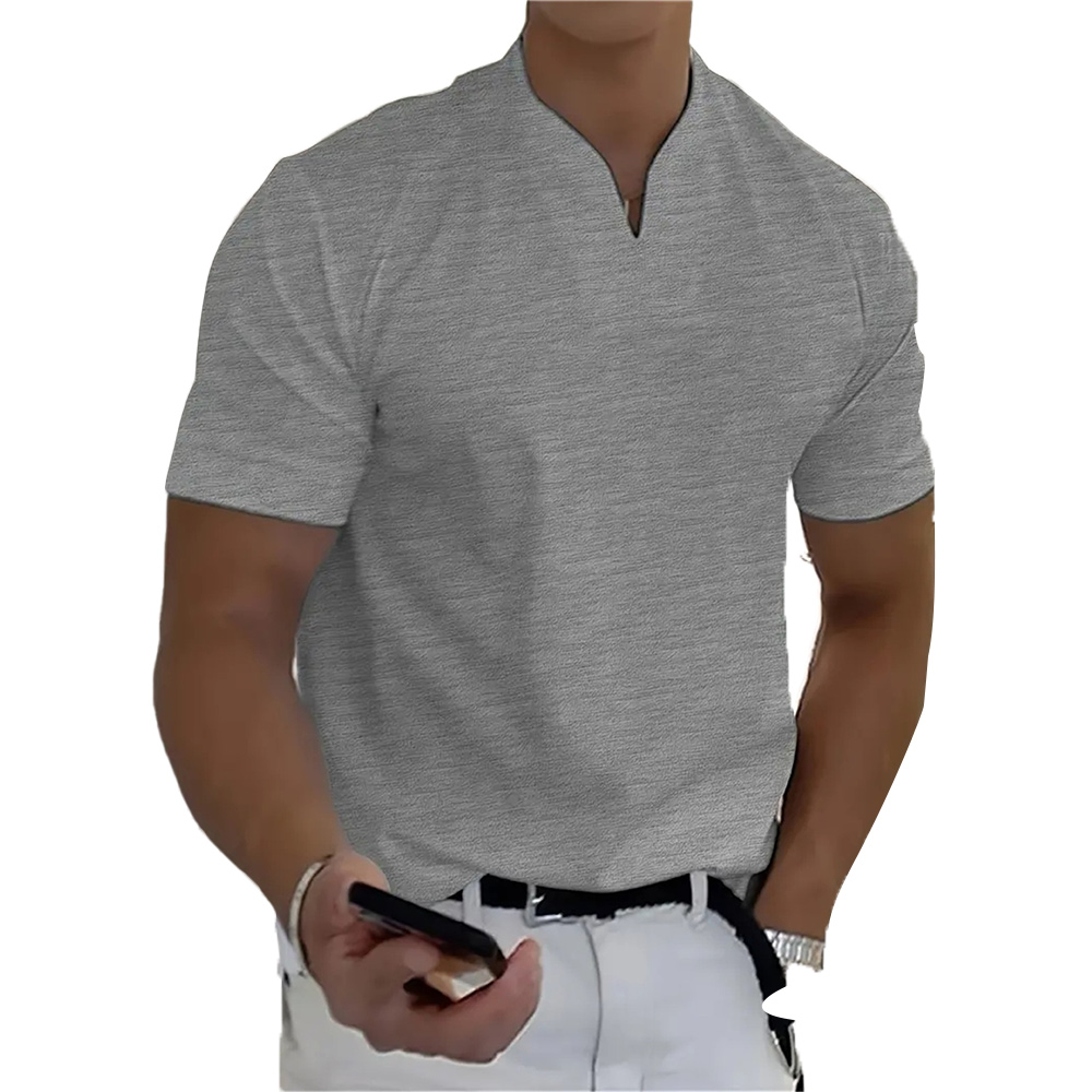 T-shirt à manches courtes et col en V élastique pour homme