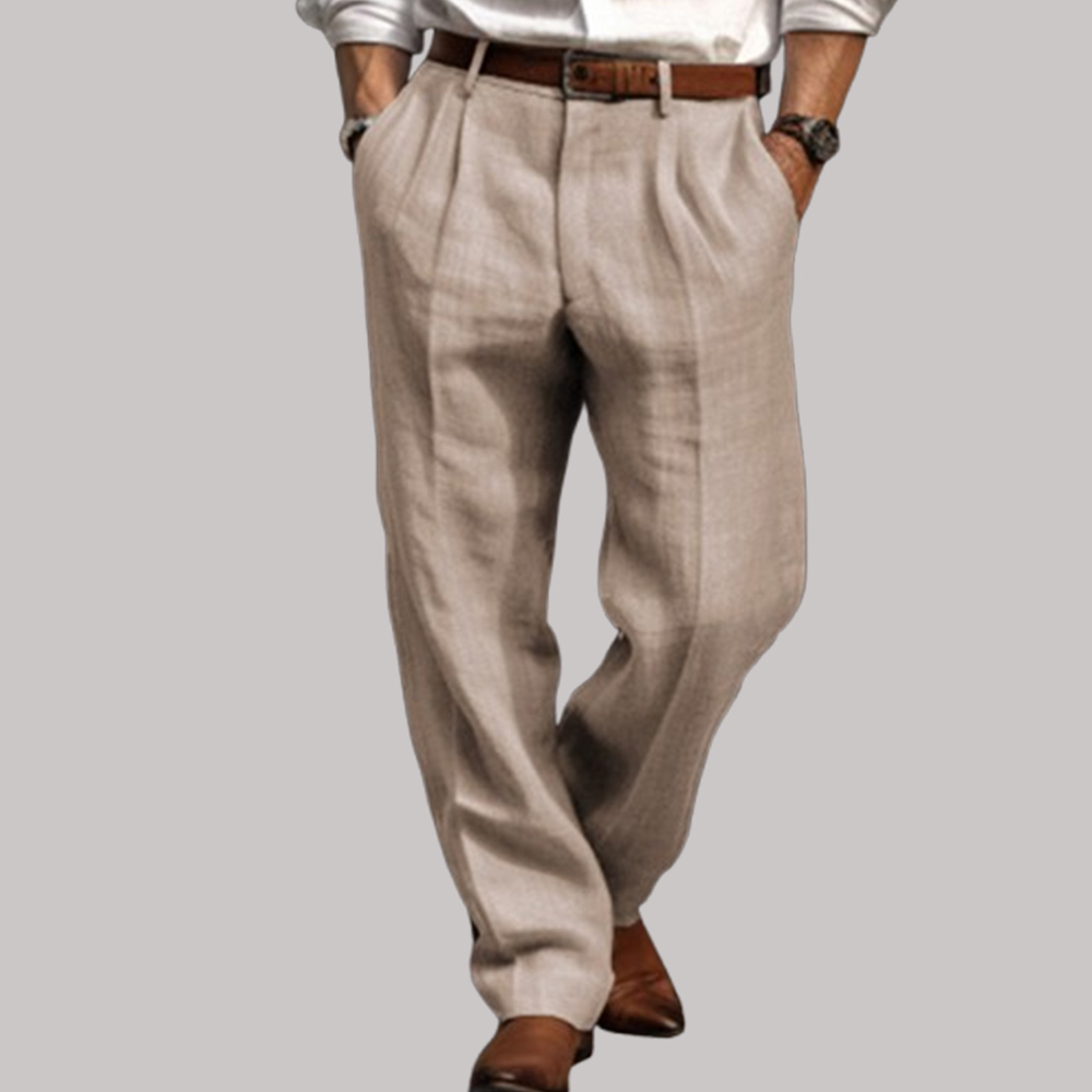 Lässige gerade Hose für Herren aus Baumwolle und Leinen