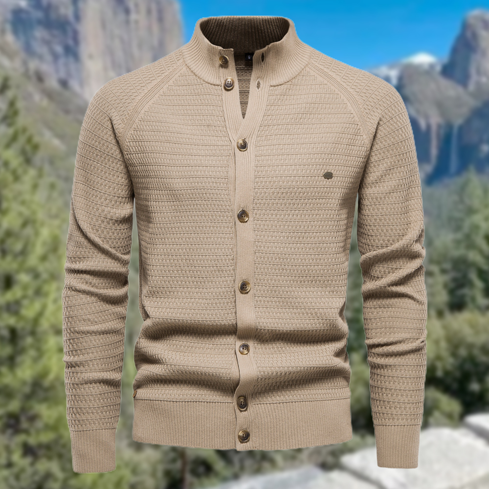 Herren-Cardigan mit Stehkragen und Knöpfen