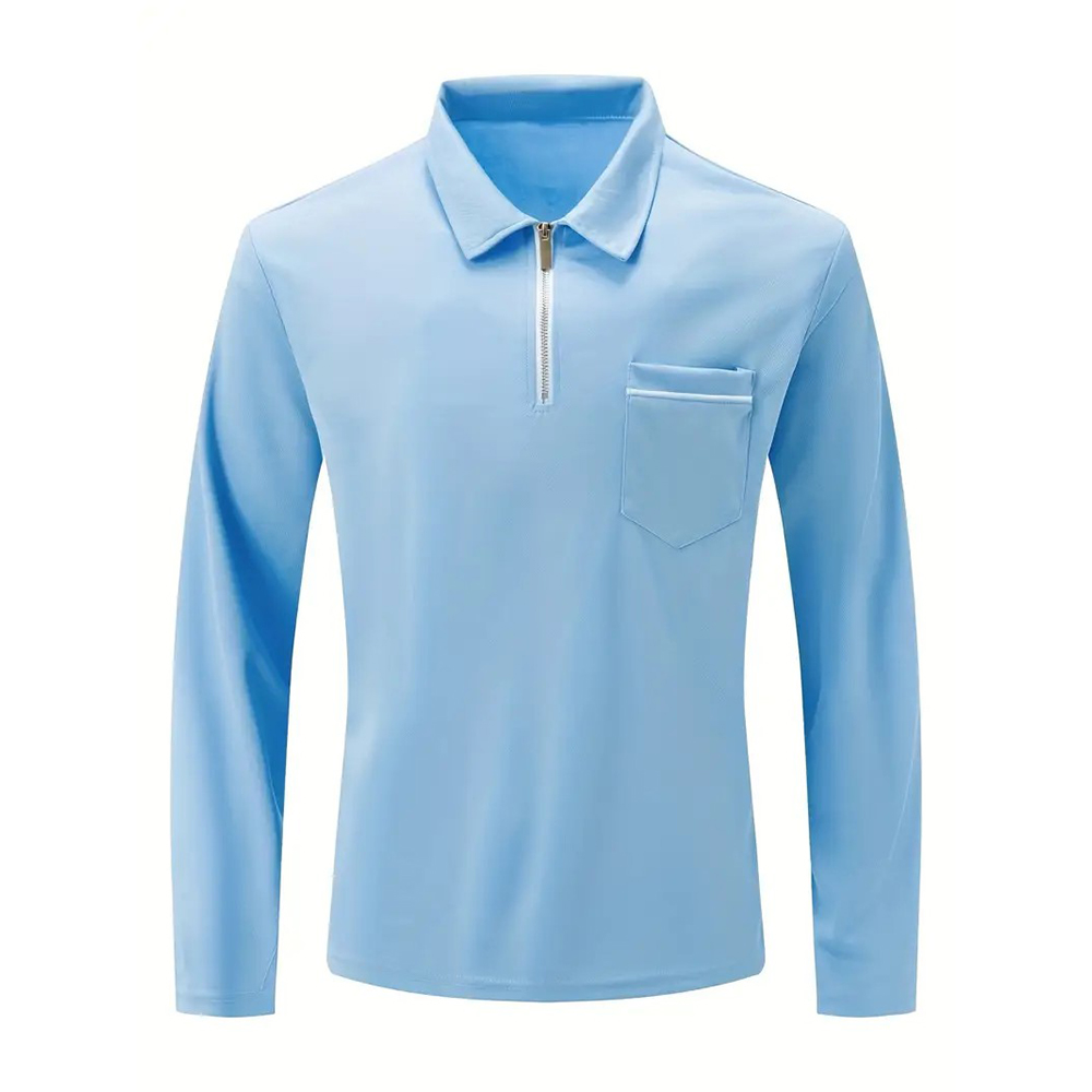 Poloshirt für Herren mit langen Ärmeln und Reißverschluss am Kragen à manches longues et col zippé pour homme