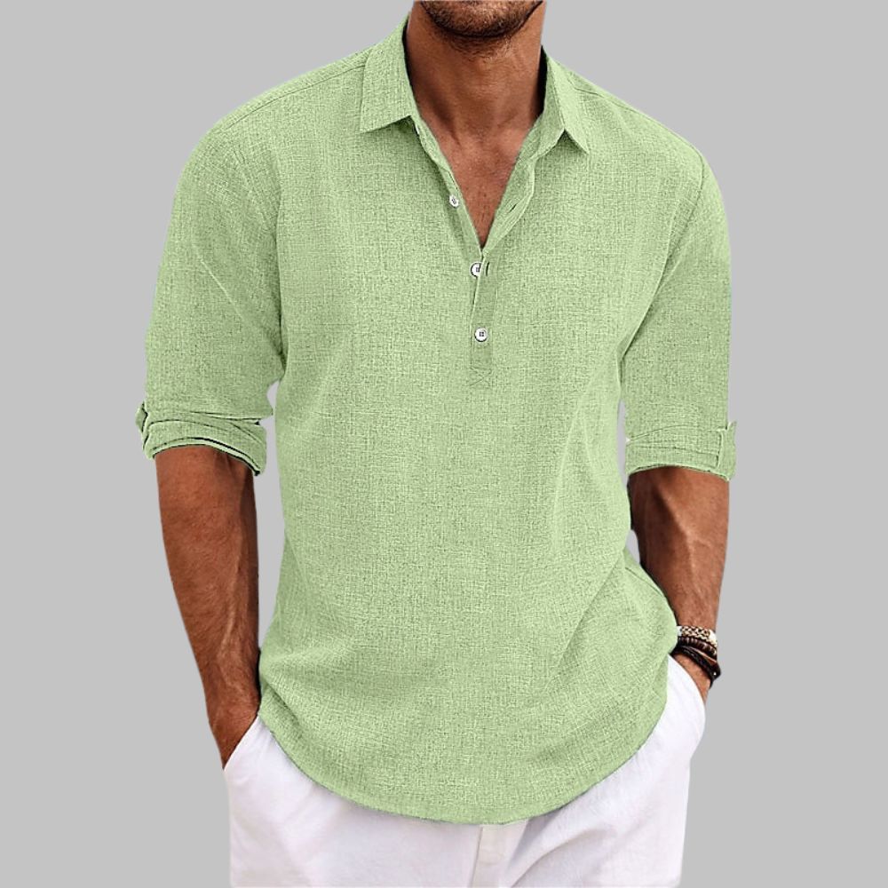 Einfarbiges Freizeithemd mit Revers für Herren
