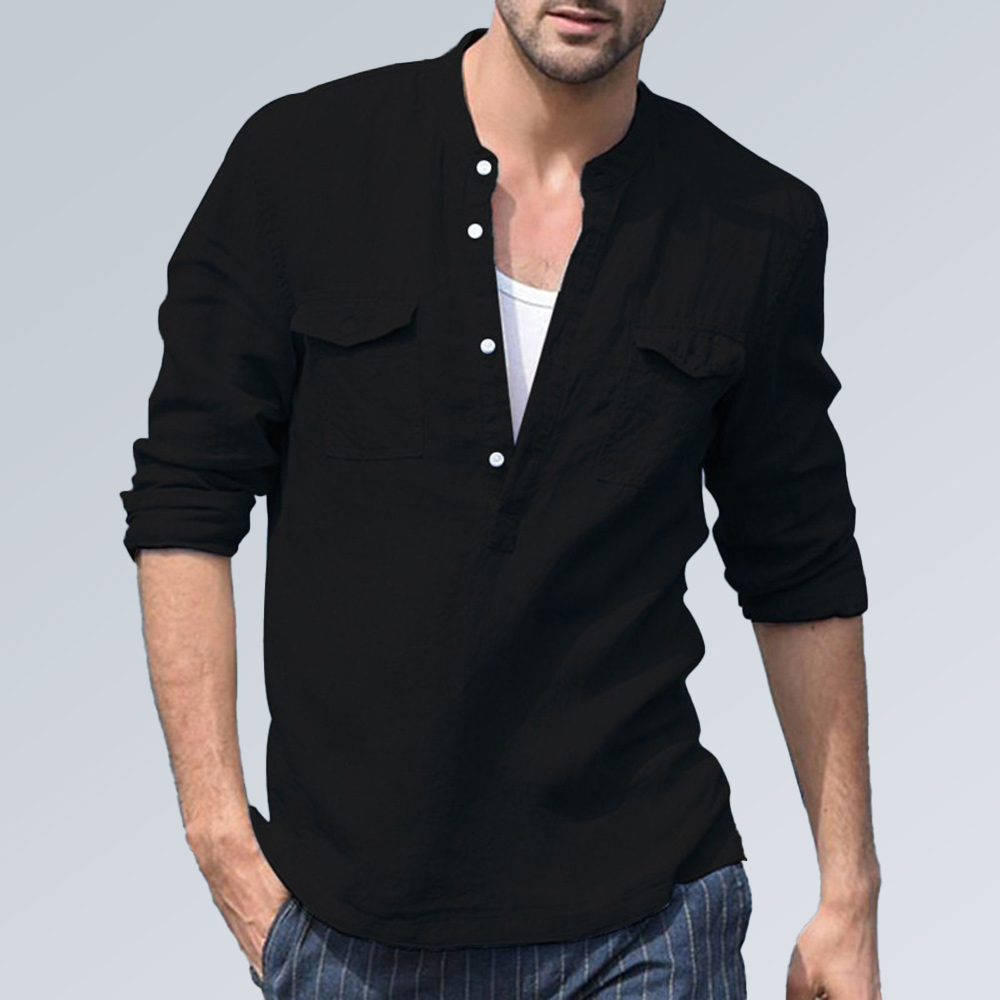 Lässiges, lockeres Herrenhemd aus Baumwolle und Leinen