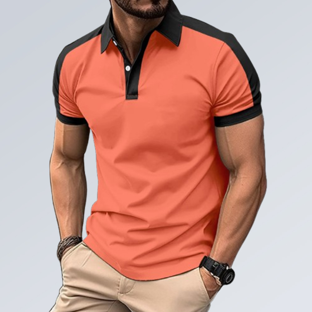 Kurzärmliges Poloshirt mit Colorblock-Revers für Herren