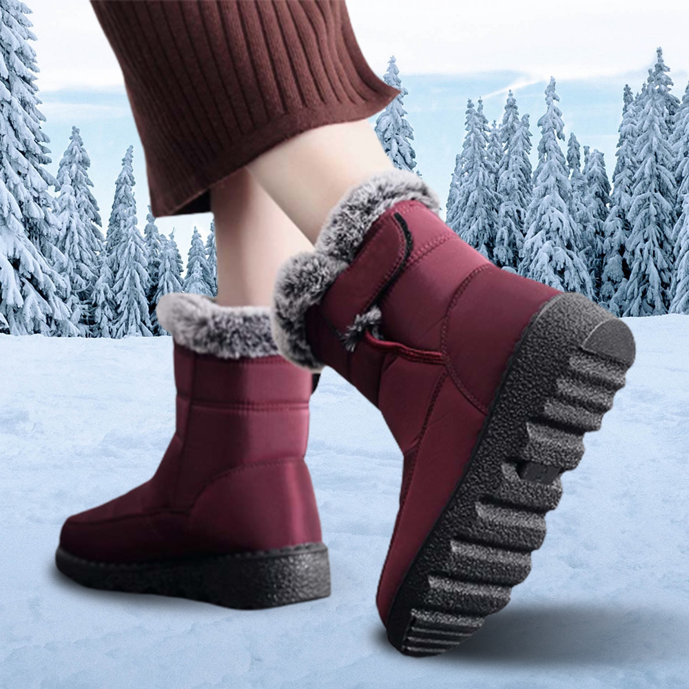 Wasserdichte Damen-Schneestiefel mit Klettverschluss