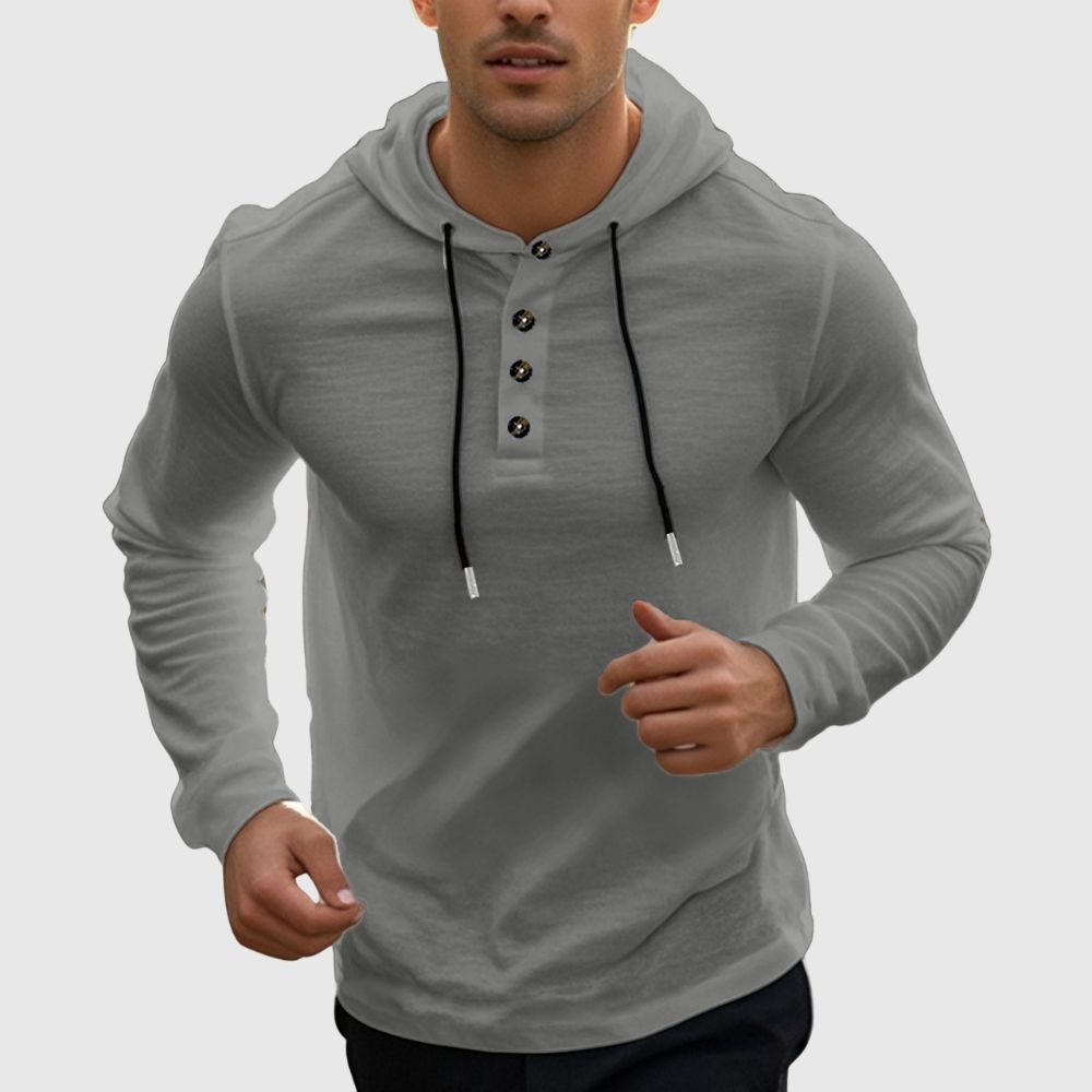 Lässiges Langarmshirt mit Kapuze für Herren aus Leinen