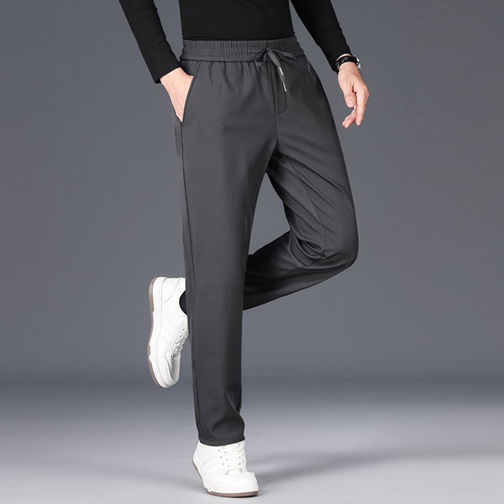 Pantalon décontracté droit extensible en polaire pour homme