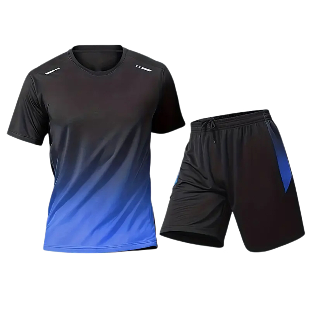 Trendy farbverlauf kurzarm shorts licht sport anzug