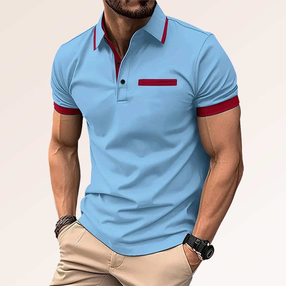 Herren Business Casual Colorblock Revers Poloshirt Kurzarm