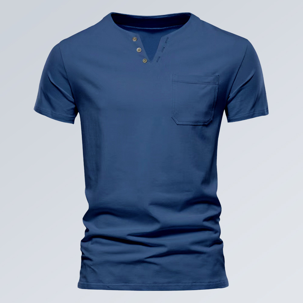 Modisches Herren-Sport-Oberteil mit V-Ausschnitt und einfarbigen Kurzarm