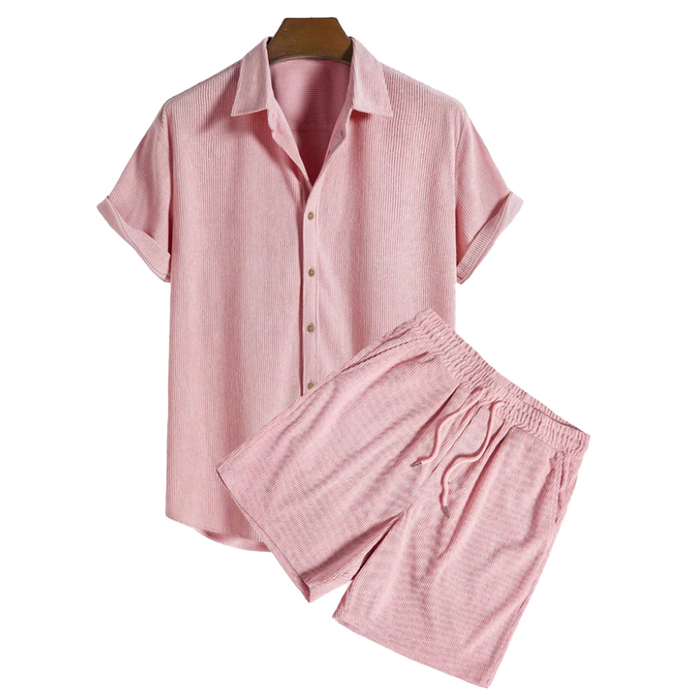 Kurzarmhemd + Shorts Herren Cord Sommeranzug