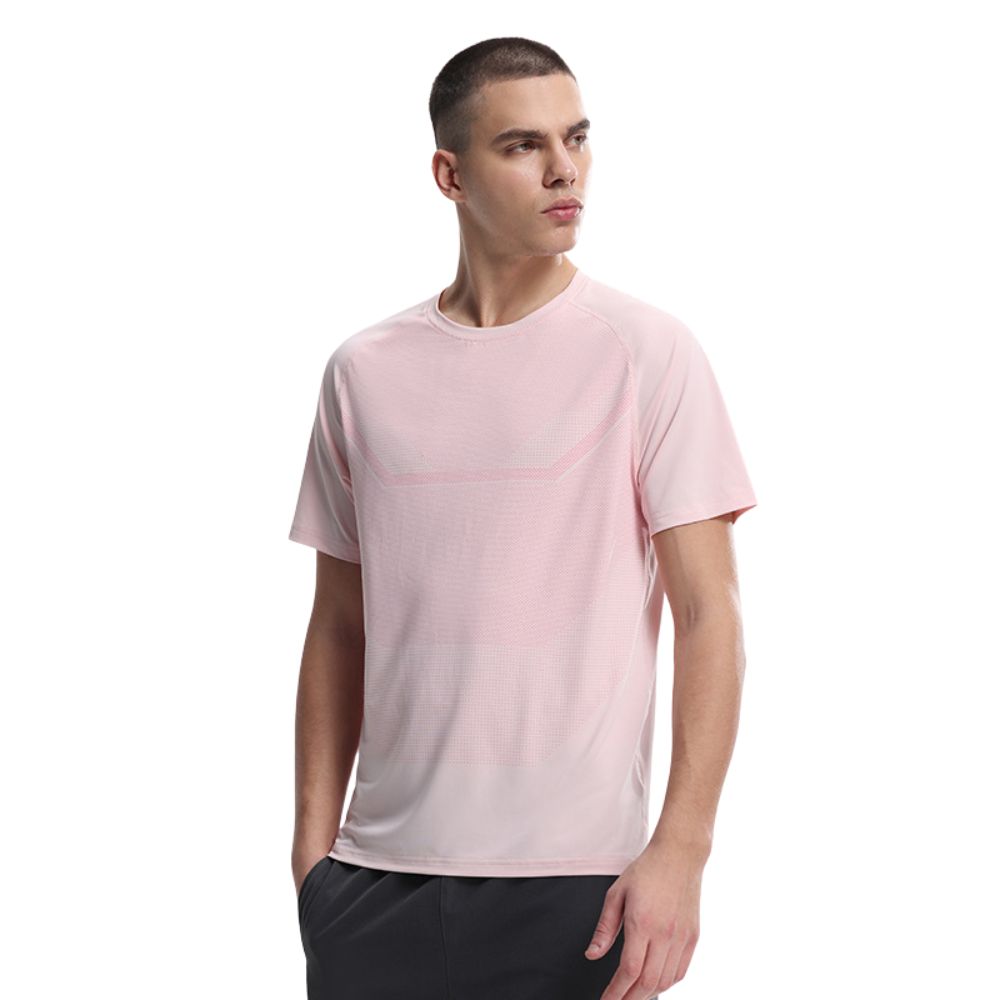 Atmungsaktives, schweißableitendes, schnell trocknendes Kurzarm-T-Shirt mit Rundhalsausschnitt