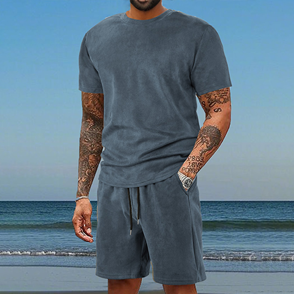 Dünner kurzärmeliger Herren-Sportanzug mit Shorts