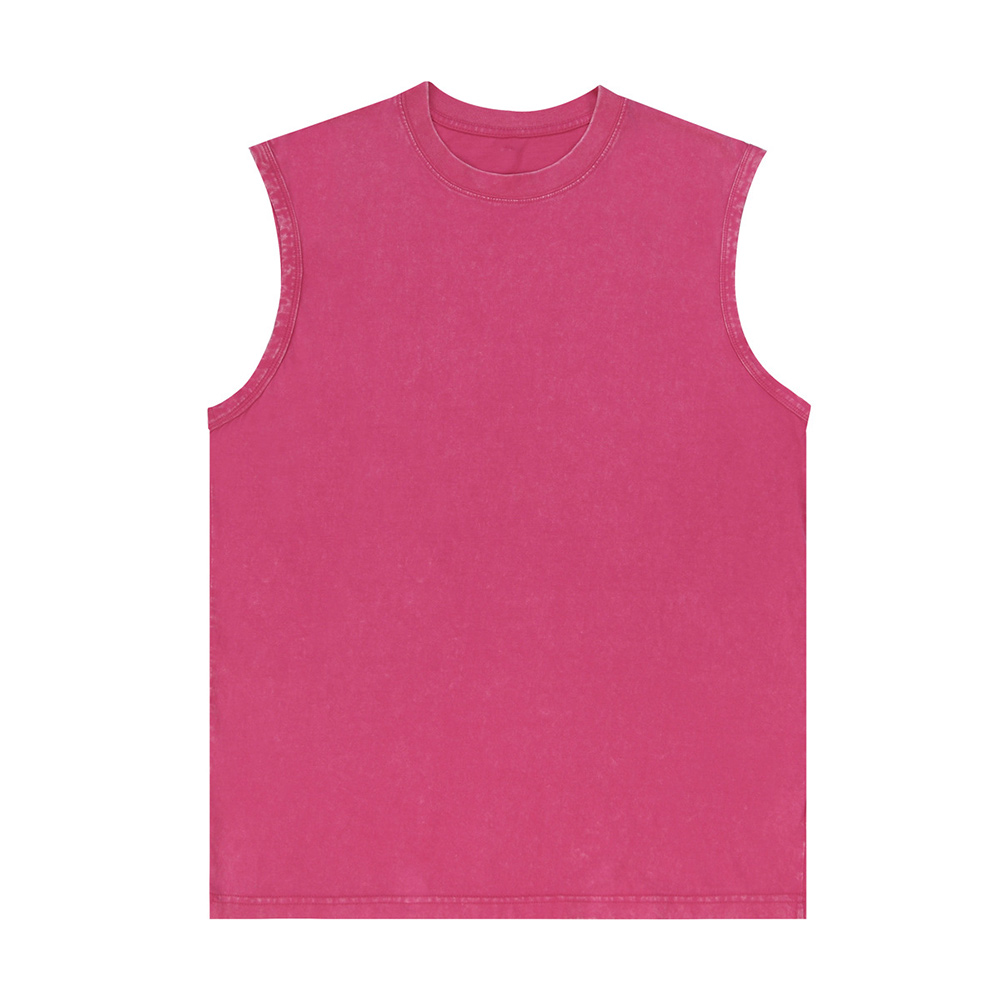 Ärmelloses Herren-Unterhemd aus gewaschener Baumwolle mit Rundhalsausschnitt