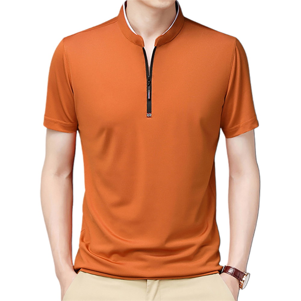 Kurzärmliges Herren-T-Shirt mit Reißverschluss am Kragen