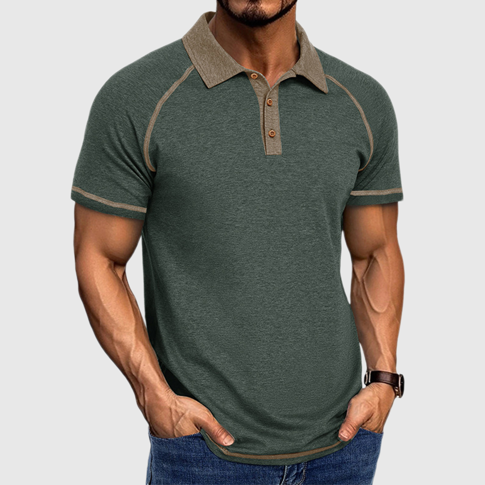 Herren Poloshirt mit Colorblock-Revers und kurzen Ärmeln