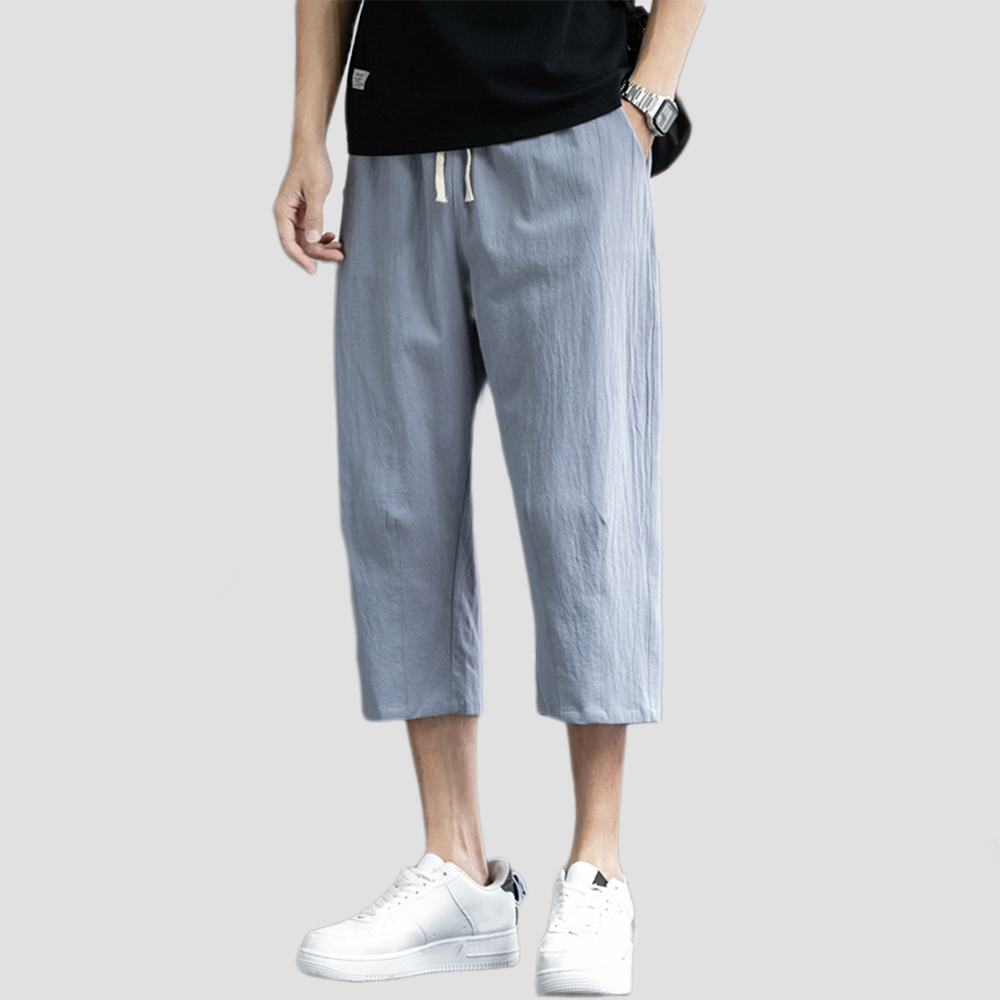 Lockere, lässige, gerade geschnittene Herrenhose aus reiner Baumwolle