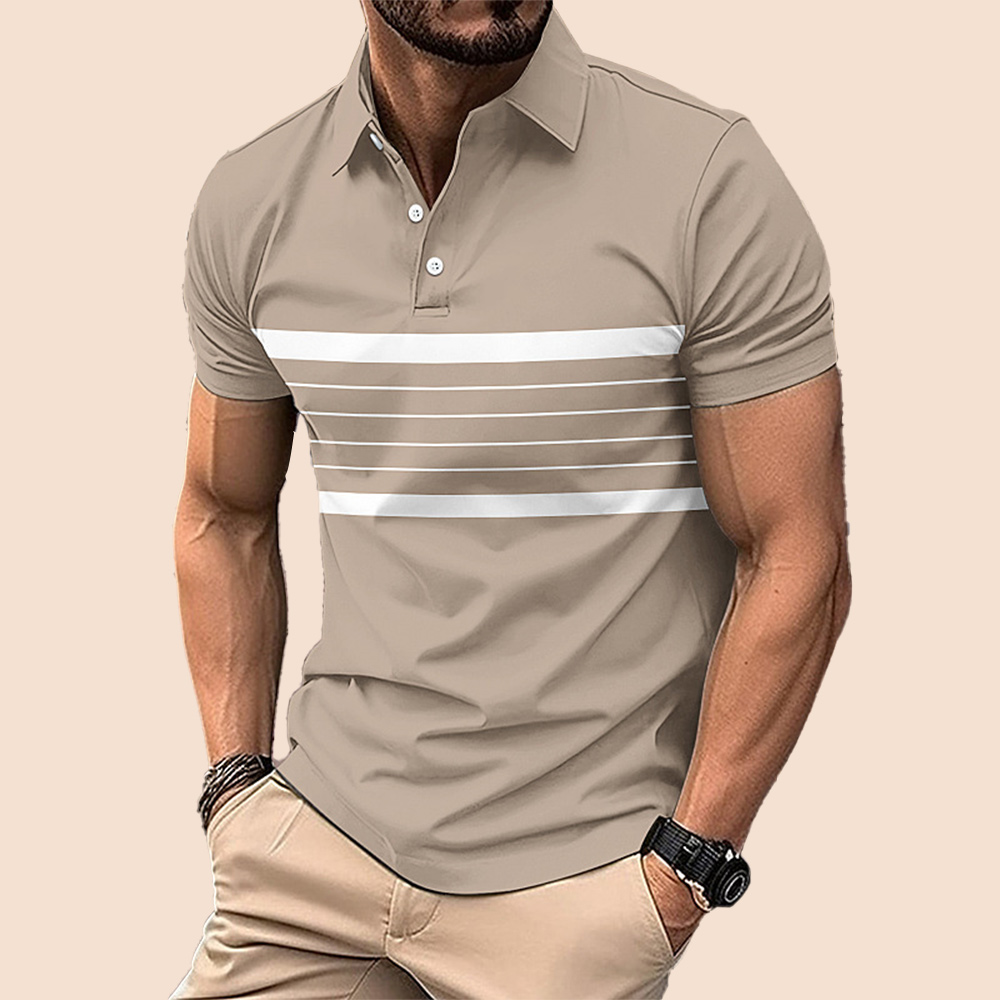 Herren Poloshirt mit gestreiftem Revers und kurzen Ärmeln