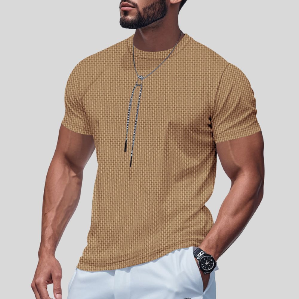 Schnelltrocknendes, einfaches Kurzarm-Shirt aus Eisseide mit Rundhalsausschnitt und einfarbigem